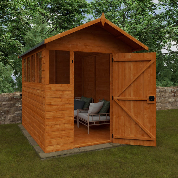 Cabin Summer Shed with Overhang - Shed