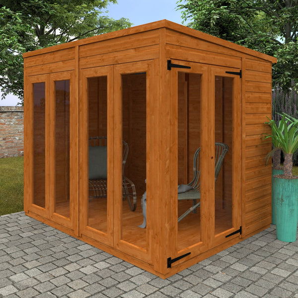 Flex Shiplap Timber Pent Summerhouse with Full Pane Double Doors and Windows - summerhouse